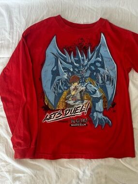 Vintage Yu-Gi-Oh Red Long Sleeve T Shirt Youth M Enter The Shadow Realm Yugioh